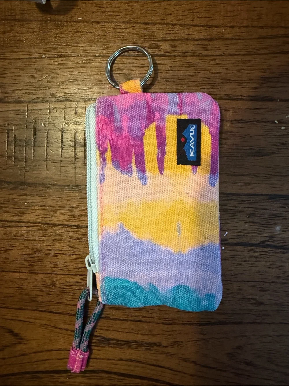Kavu Stirling Wallet Tie-Dye in Teal, Yellow, Pink, Purple